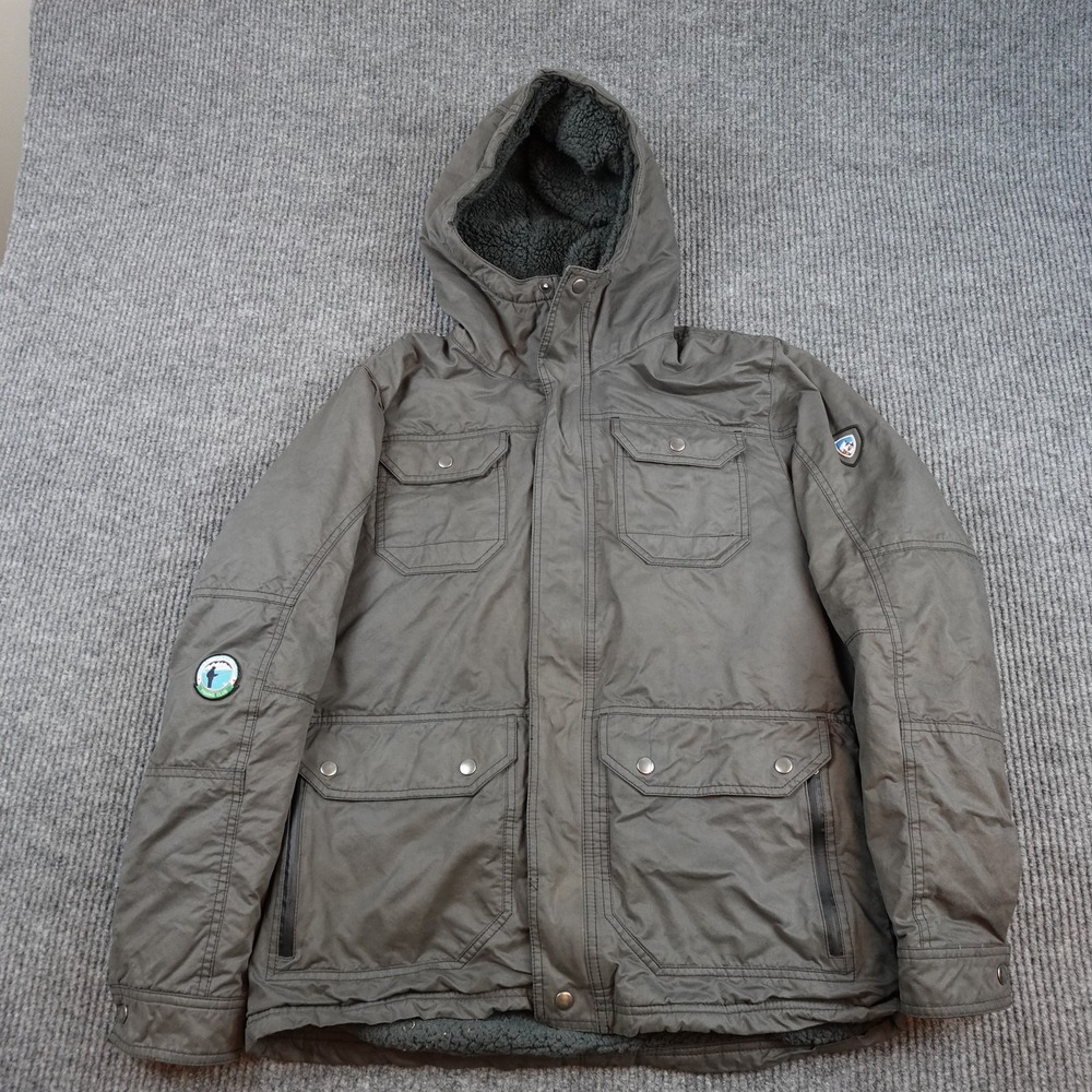 Kuhl Kollusion Jacket Mens Large Gray Hooded Fleece Lined Parka